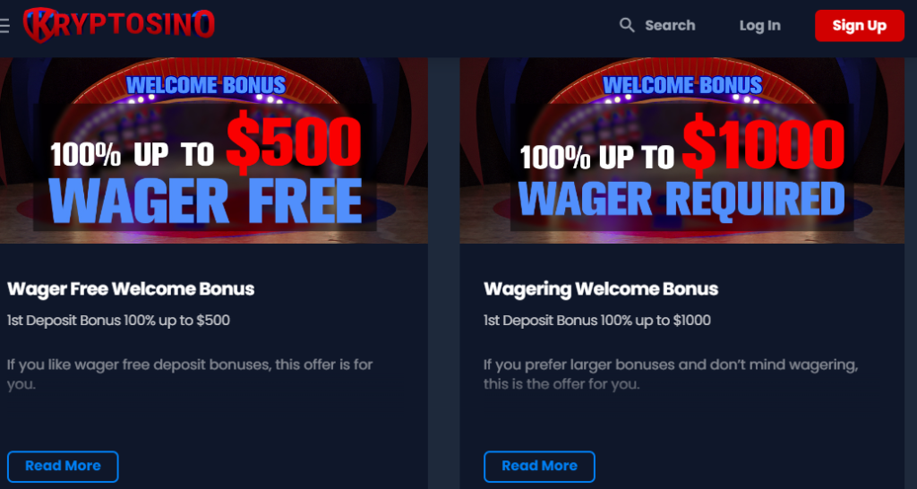Kryptosino Casino Bonus and Promotions